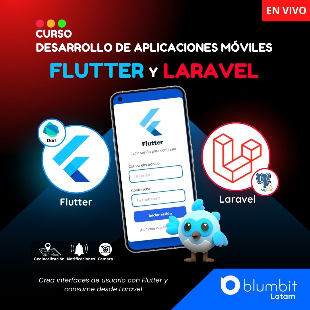 CURSO DESARROLLO DE APLICACIONES MOVILES CON FLUTTER Y BACKEND LARAVEL V4